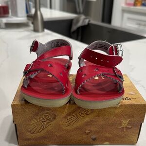 Charming Red Kids Sandals with Heart Accents